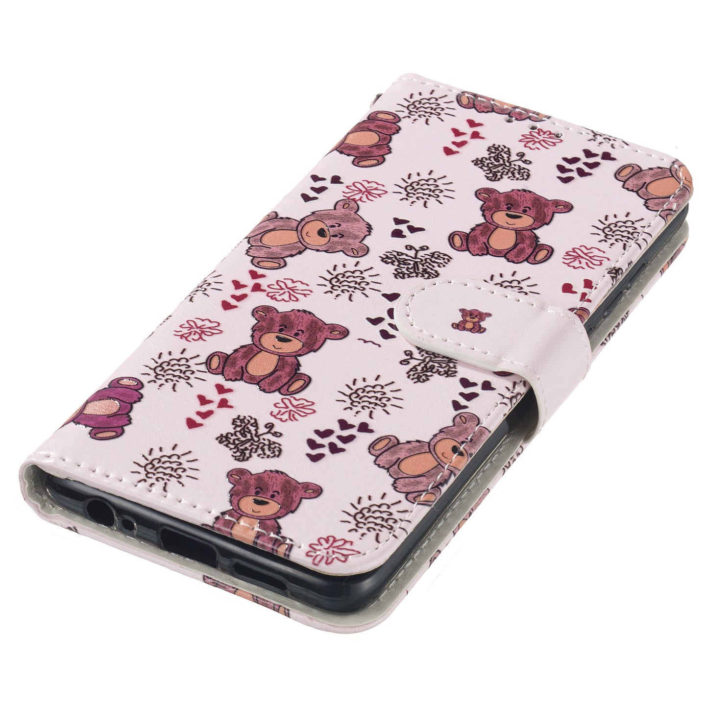 For Samsung Galaxy A16 5G / A16 4G Case Pattern Leather Wallet Phone Cover with Card Holder - Bear