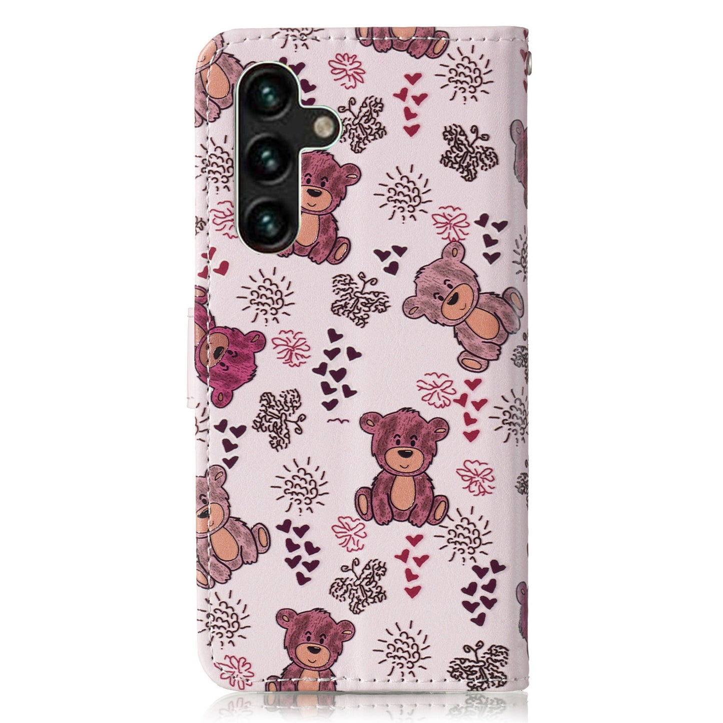 For Samsung Galaxy A16 5G / A16 4G Case Pattern Leather Wallet Phone Cover with Card Holder - Bear