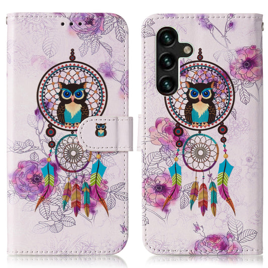 For Samsung Galaxy A16 5G / A16 4G Case Pattern Leather Wallet Phone Cover with Card Holder - Wind Chime Owl