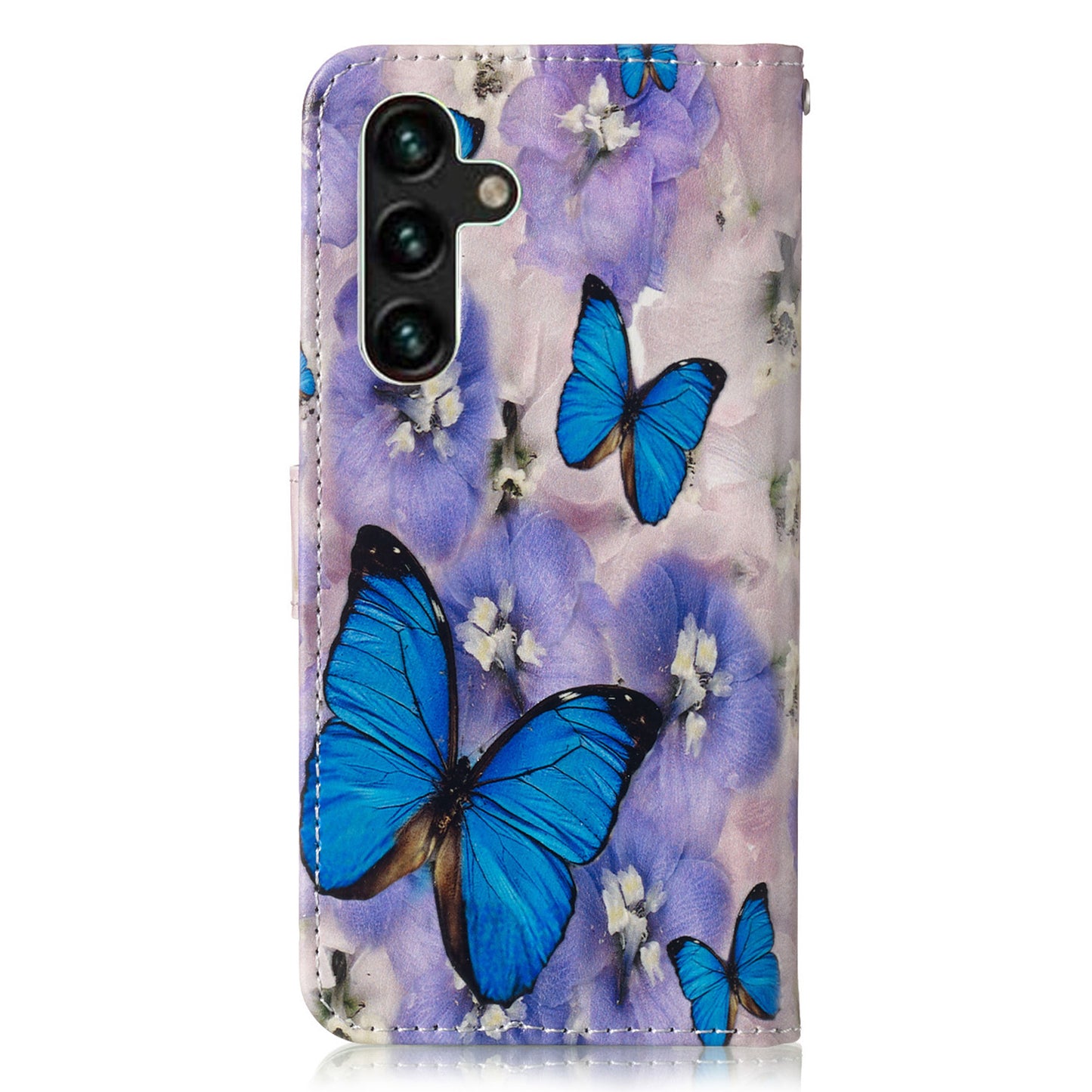 For Samsung Galaxy A16 5G / A16 4G Case Pattern Leather Wallet Phone Cover with Card Holder - Purple Flower Butterfly