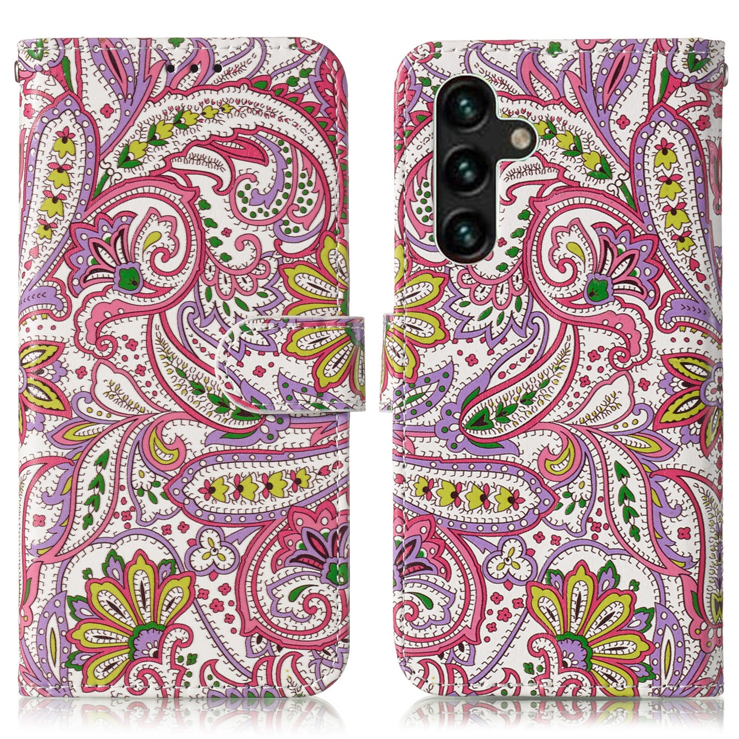 For Samsung Galaxy A16 5G / A16 4G Case Pattern Leather Wallet Phone Cover with Card Holder - Flower
