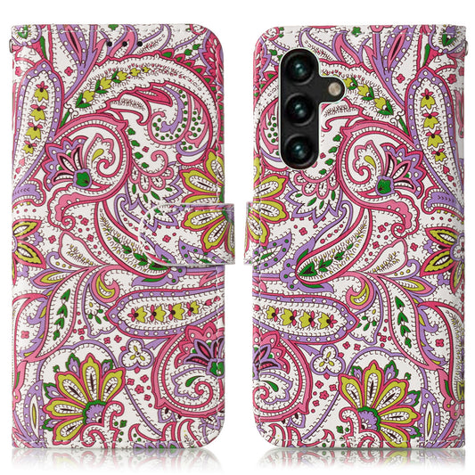 For Samsung Galaxy A16 5G / A16 4G Case Pattern Leather Wallet Phone Cover with Card Holder - Flower