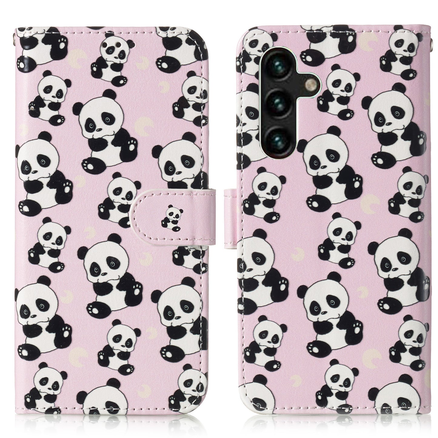 For Samsung Galaxy A16 5G / A16 4G Case Pattern Leather Wallet Phone Cover with Card Holder - Panda