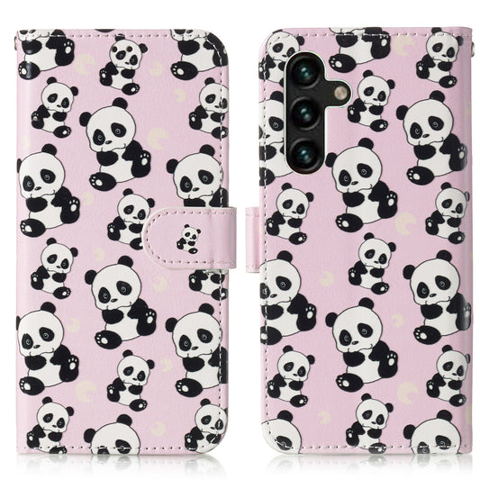 For Samsung Galaxy A16 5G / A16 4G Case Pattern Leather Wallet Phone Cover with Card Holder - Panda