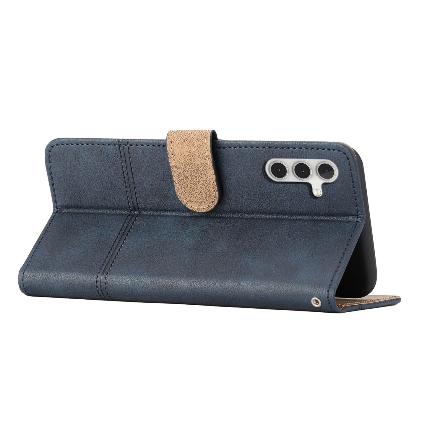 For Samsung Galaxy A16 5G / A16 4G Case Line Imprinted PU Leather Wallet Phone Cover - Blue