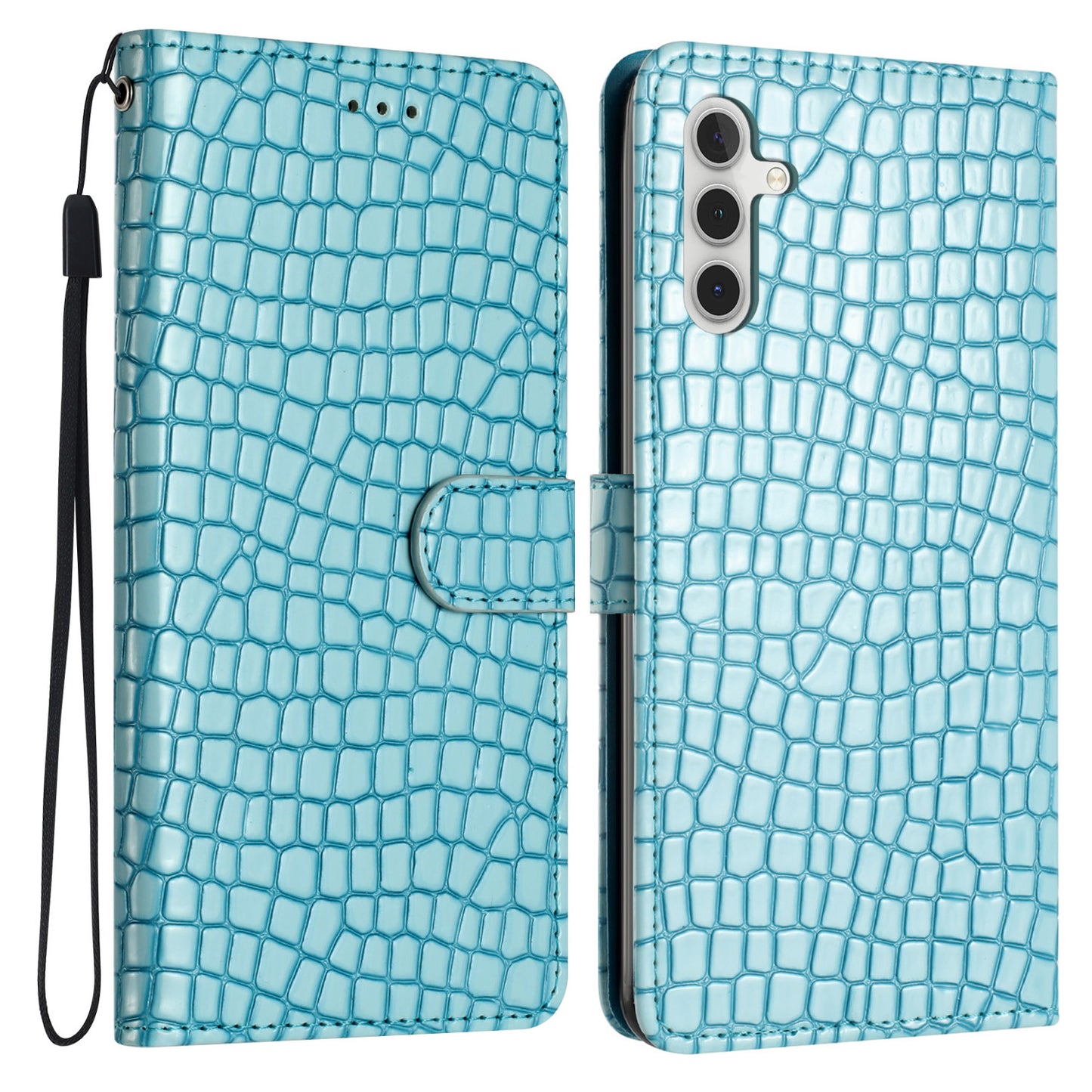For Samsung Galaxy A16 5G / A16 4G Case Classic Crocodile Pattern PU Leather Phone Cover - Blue
