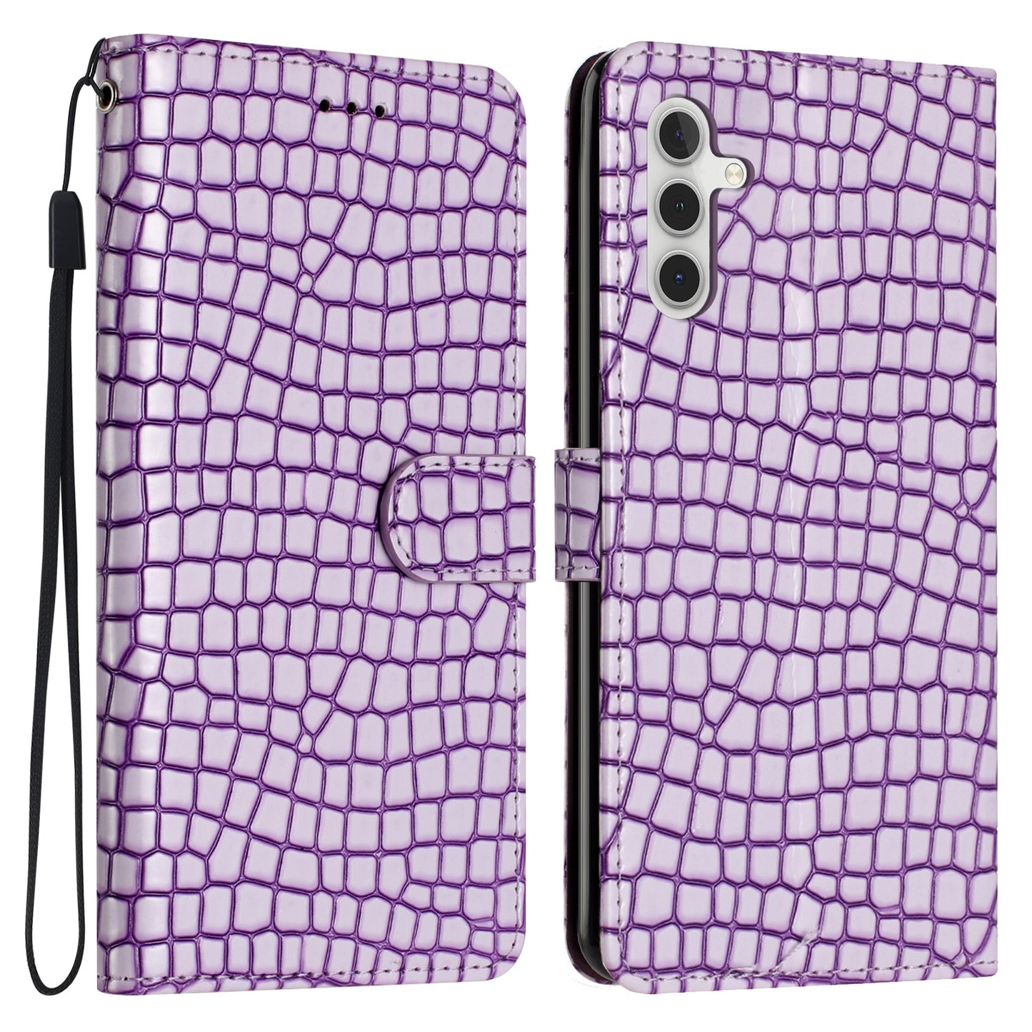 For Samsung Galaxy A16 5G / A16 4G Case Classic Crocodile Pattern PU Leather Phone Cover - Purple