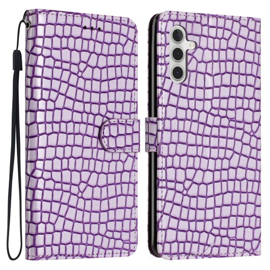 For Samsung Galaxy A16 5G / A16 4G Case Classic Crocodile Pattern PU Leather Phone Cover - Purple