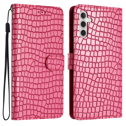 For Samsung Galaxy A16 5G / A16 4G Case Classic Crocodile Pattern PU Leather Phone Cover - Rose