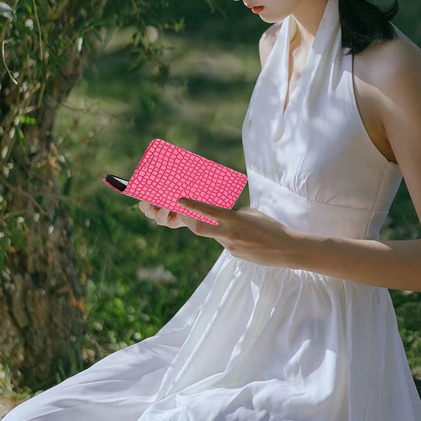 For Samsung Galaxy A16 5G / A16 4G Case Classic Crocodile Pattern PU Leather Phone Cover - Rose