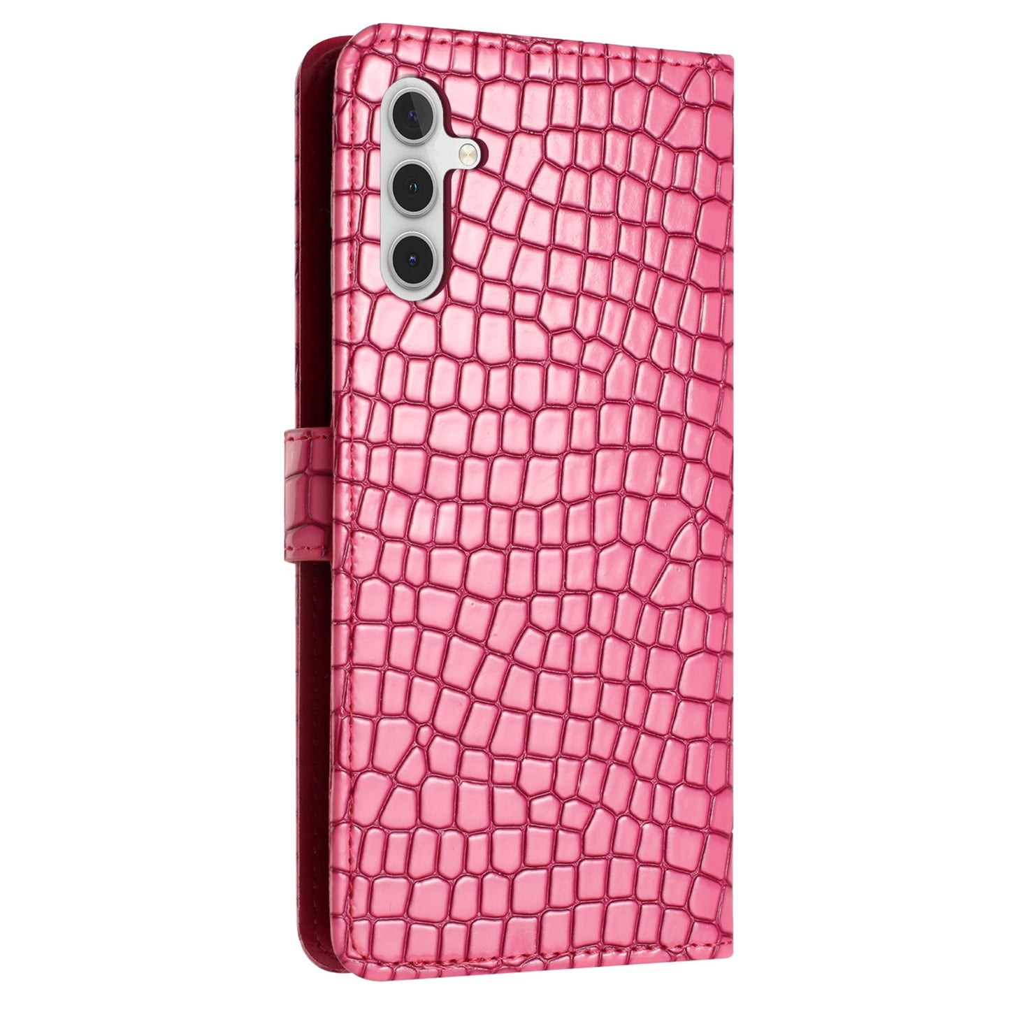 For Samsung Galaxy A16 5G / A16 4G Case Classic Crocodile Pattern PU Leather Phone Cover - Rose