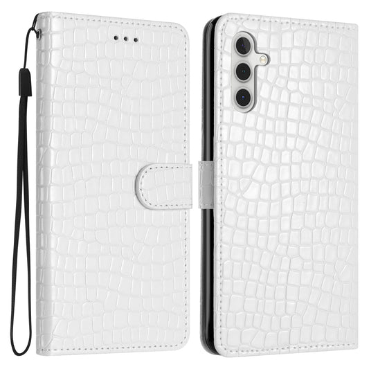 For Samsung Galaxy A16 5G / A16 4G Case Classic Crocodile Pattern PU Leather Phone Cover - White