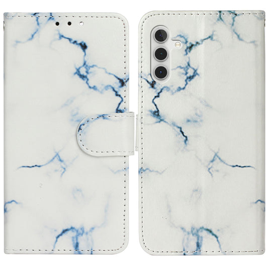 For Samsung Galaxy A16 5G / A16 4G Case Pattern PU Leather Flip Phone Cover - White Marble