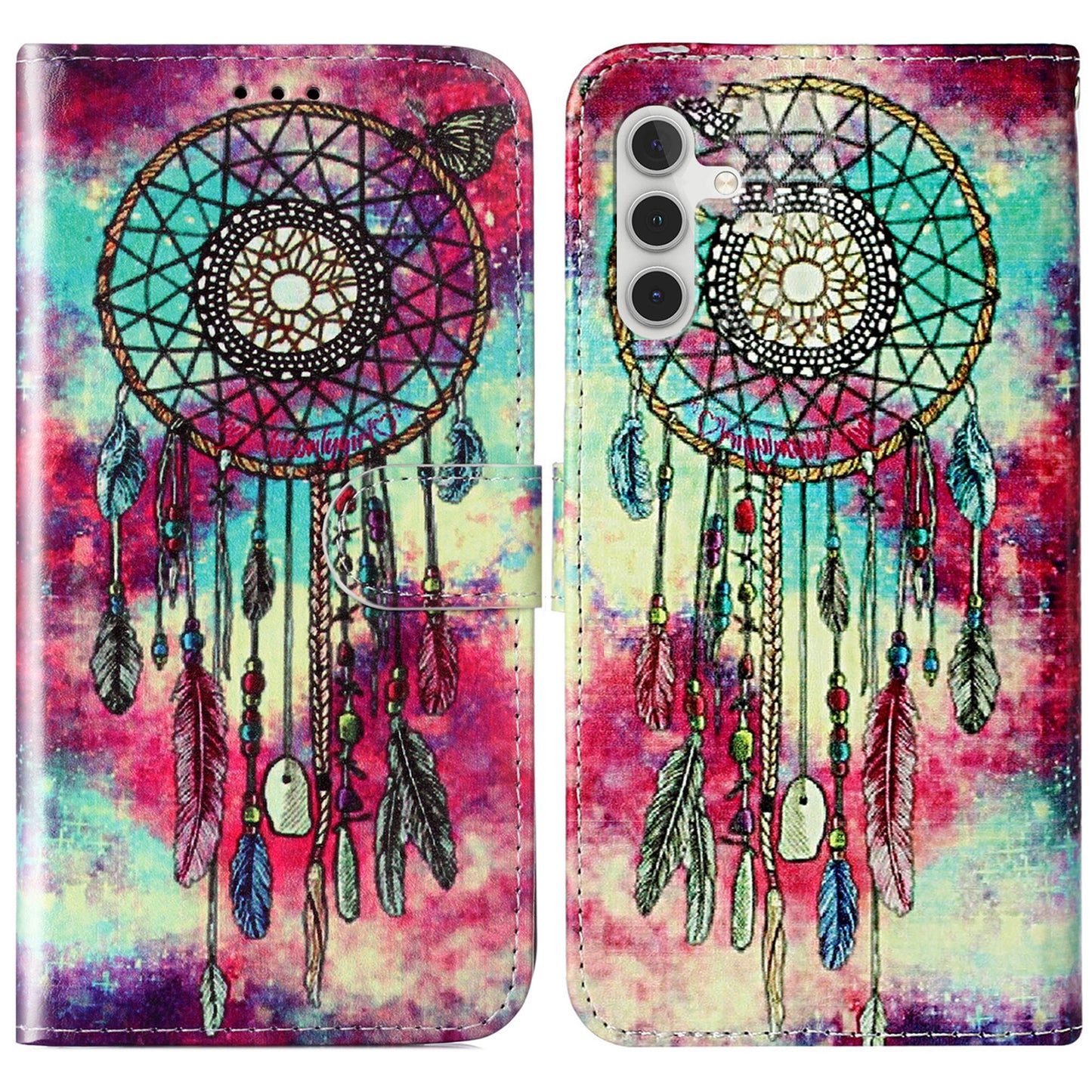 For Samsung Galaxy A16 5G / A16 4G Case Pattern PU Leather Flip Phone Cover - Dream Catcher