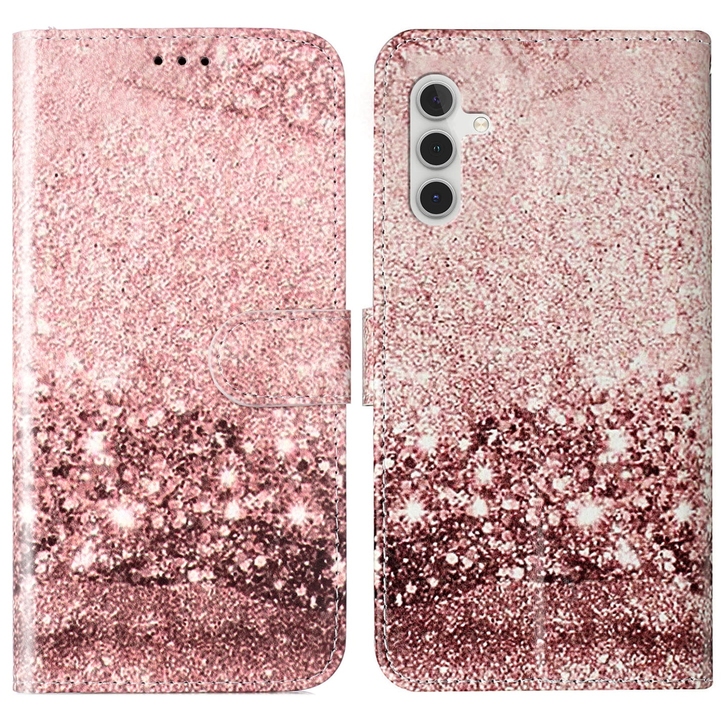 For Samsung Galaxy A16 5G / A16 4G Case Pattern PU Leather Flip Phone Cover - Rose Gold Marble