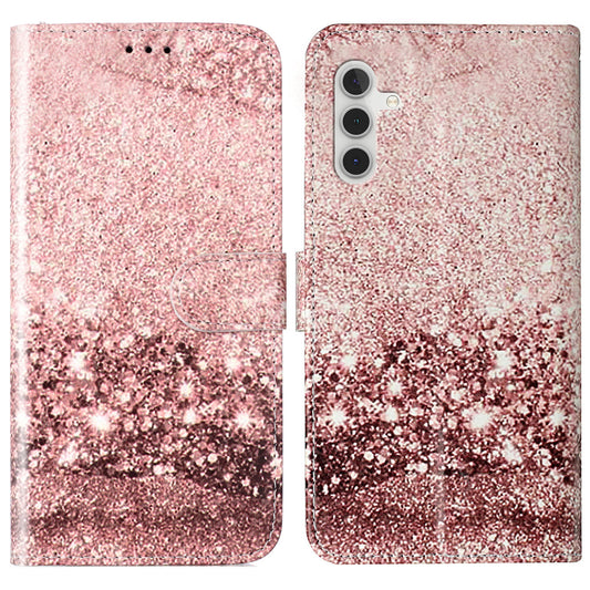 For Samsung Galaxy A16 5G / A16 4G Case Pattern PU Leather Flip Phone Cover - Rose Gold Marble