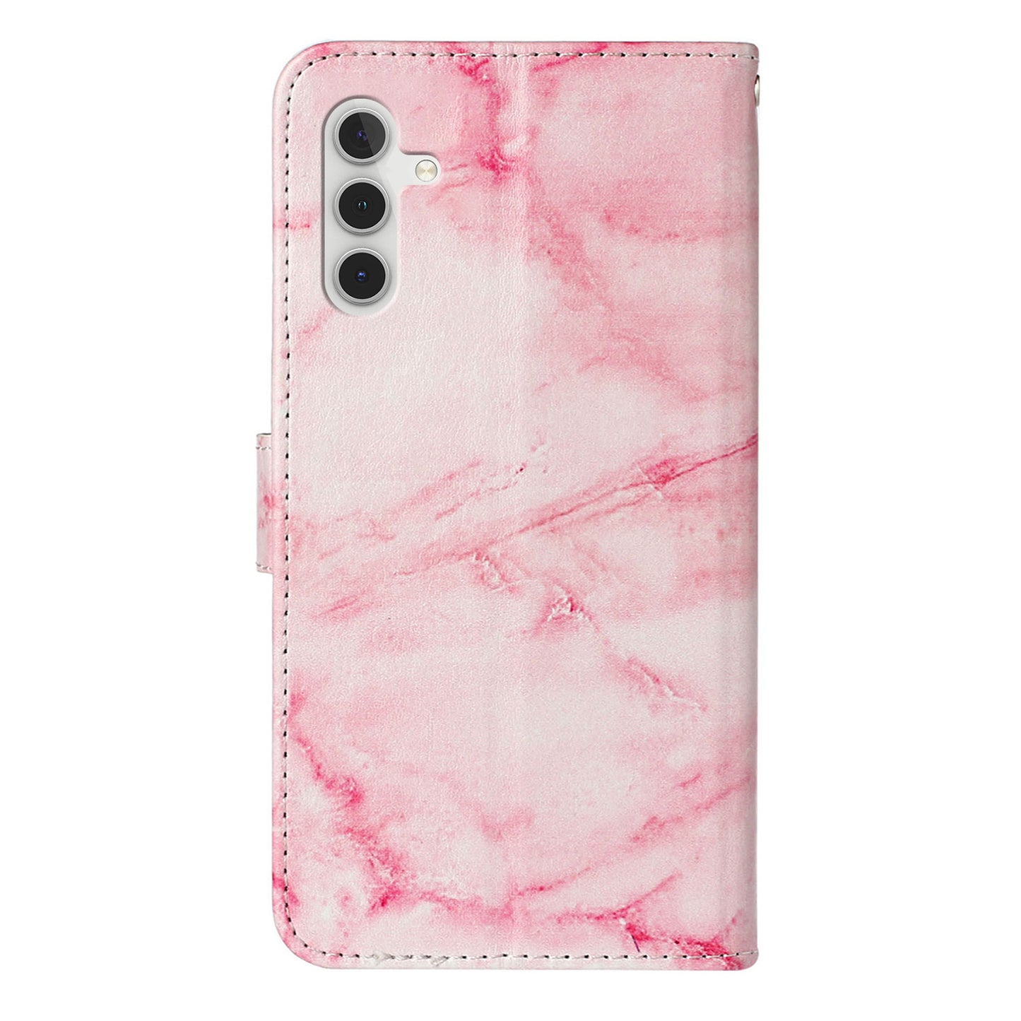 For Samsung Galaxy A16 5G / A16 4G Case Pattern PU Leather Flip Phone Cover - Pink Marble
