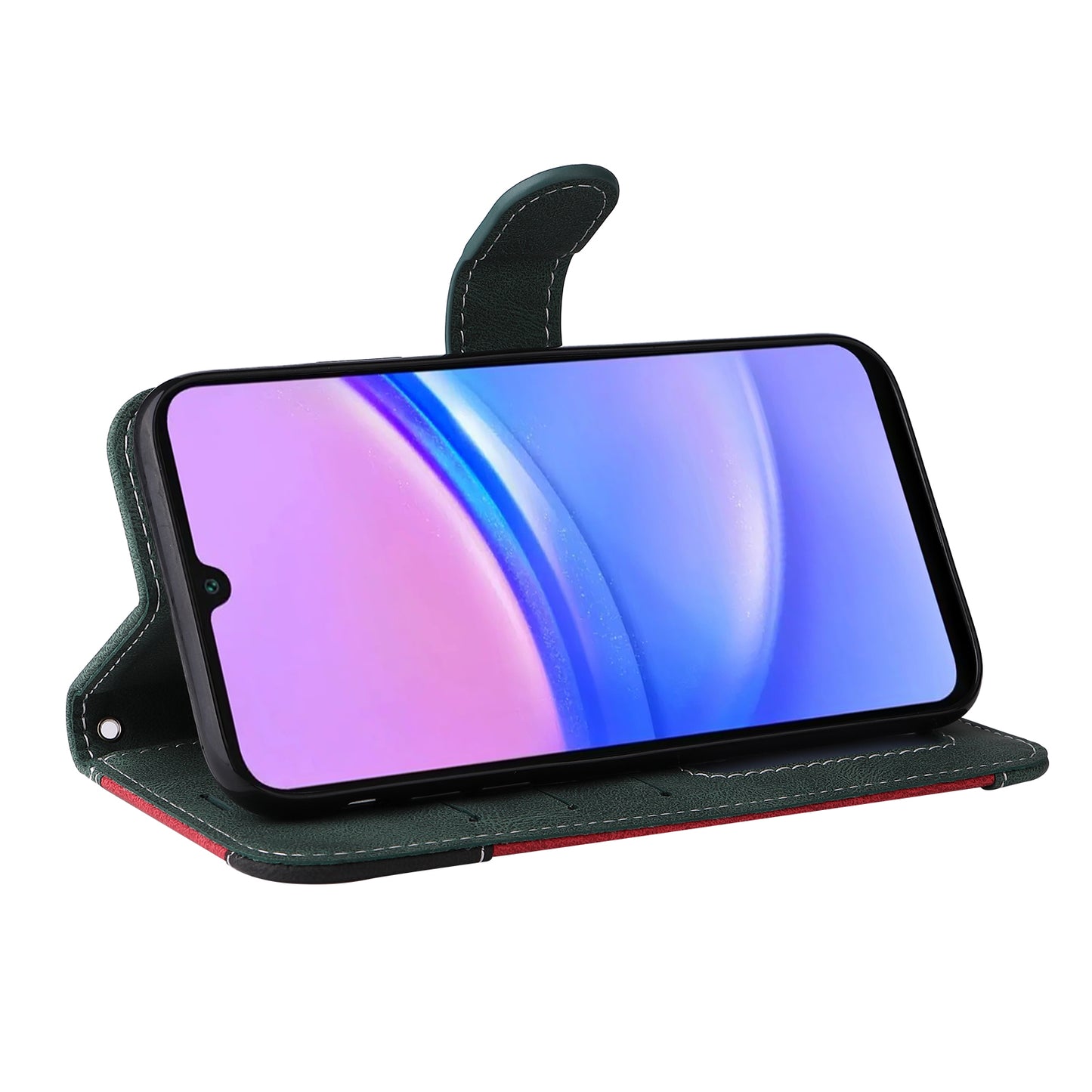 For Samsung Galaxy A16 5G / A16 4G Case Flip Wallet Leather Phone Cover 3 Color Splicing - Blue