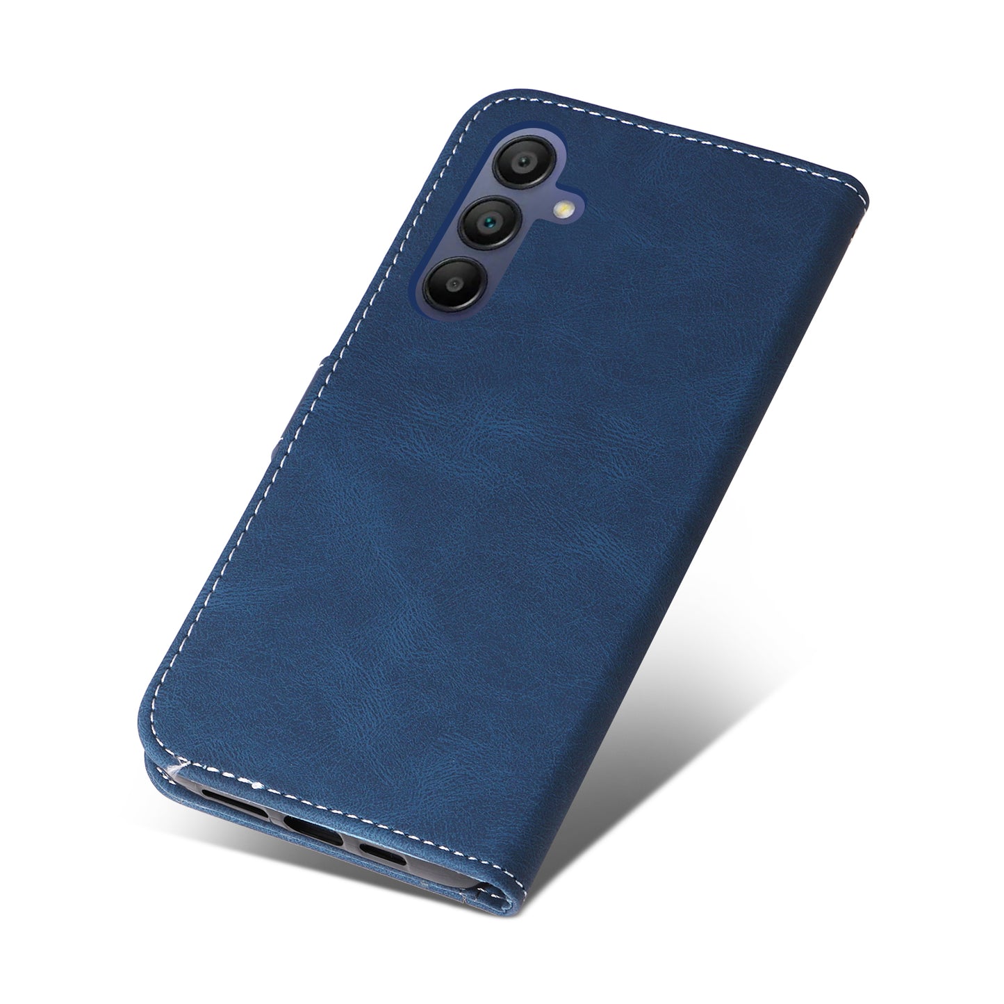 For Samsung Galaxy A16 5G / A16 4G Case Flip Wallet Leather Phone Cover 3 Color Splicing - Blue