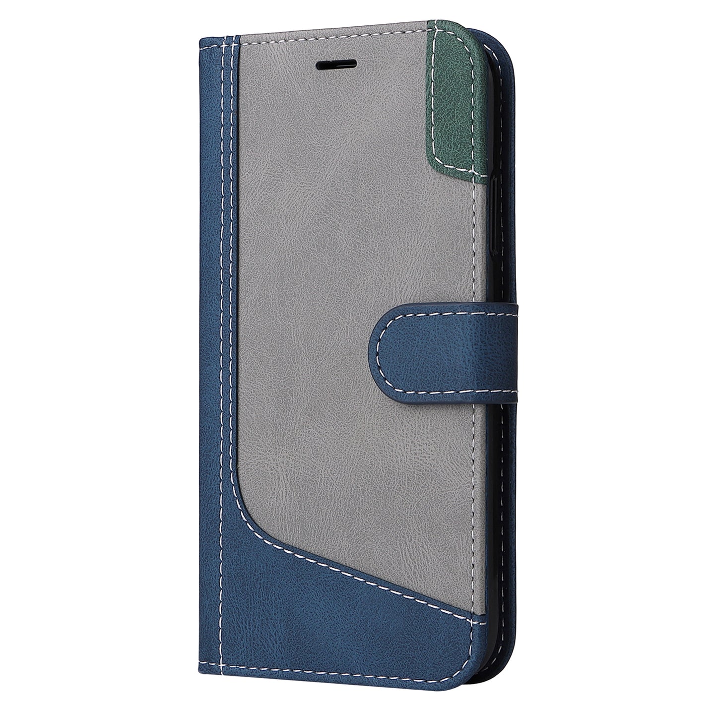 For Samsung Galaxy A16 5G / A16 4G Case Flip Wallet Leather Phone Cover 3 Color Splicing - Blue