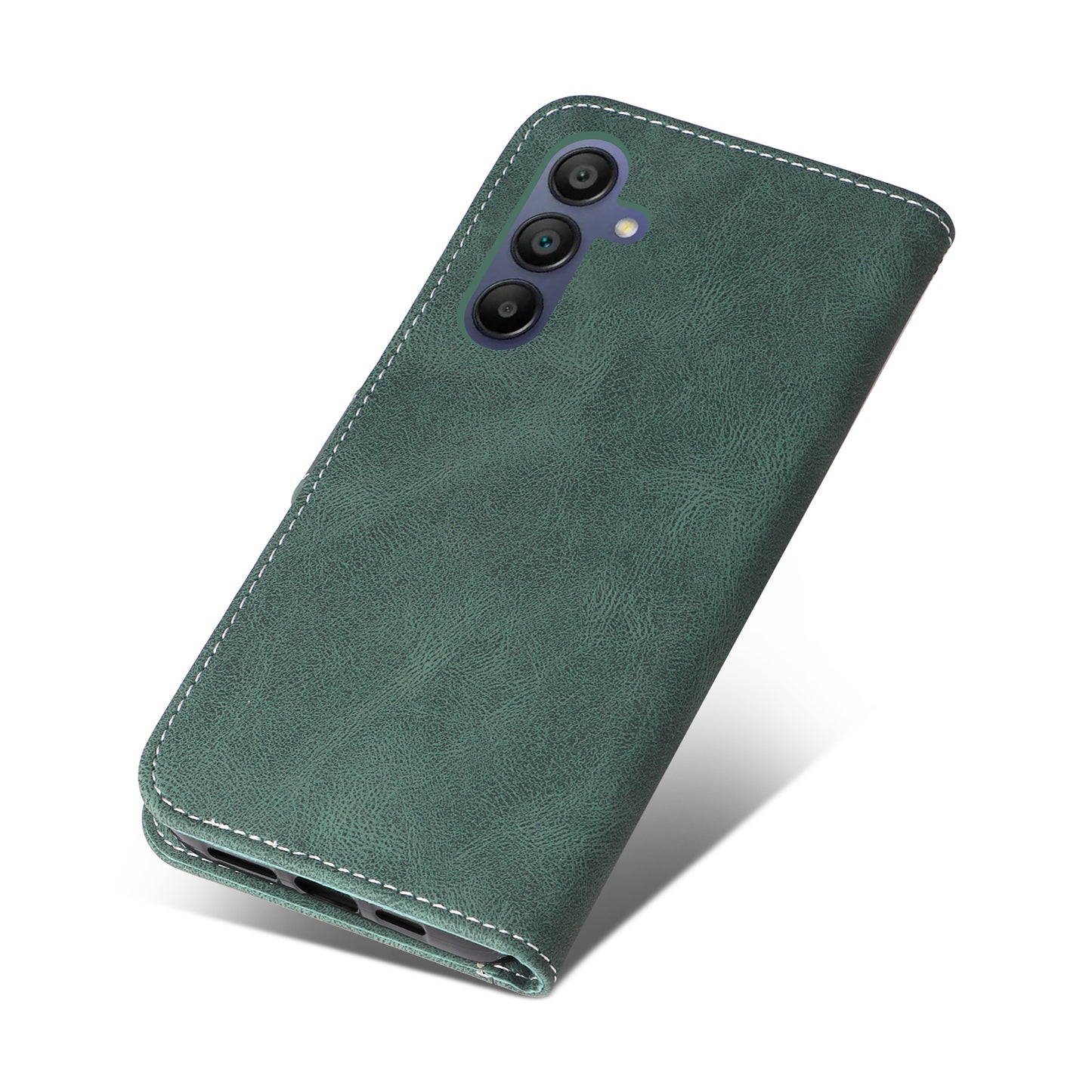 For Samsung Galaxy A16 5G / A16 4G Case Flip Wallet Leather Phone Cover 3 Color Splicing - Green