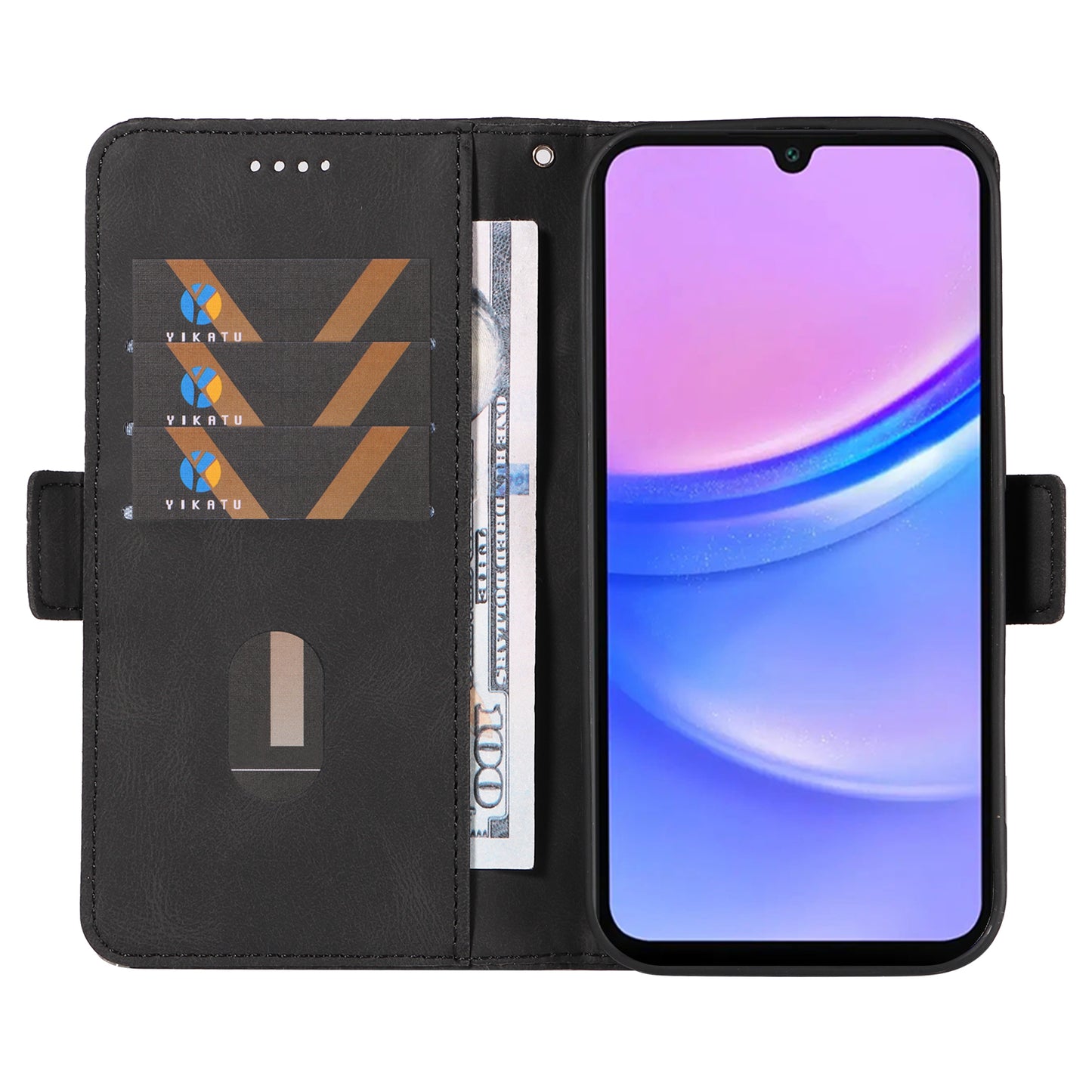 For Samsung Galaxy A16 5G / A16 4G Case Rhombus PU Leather Flip Phone Cover - Black