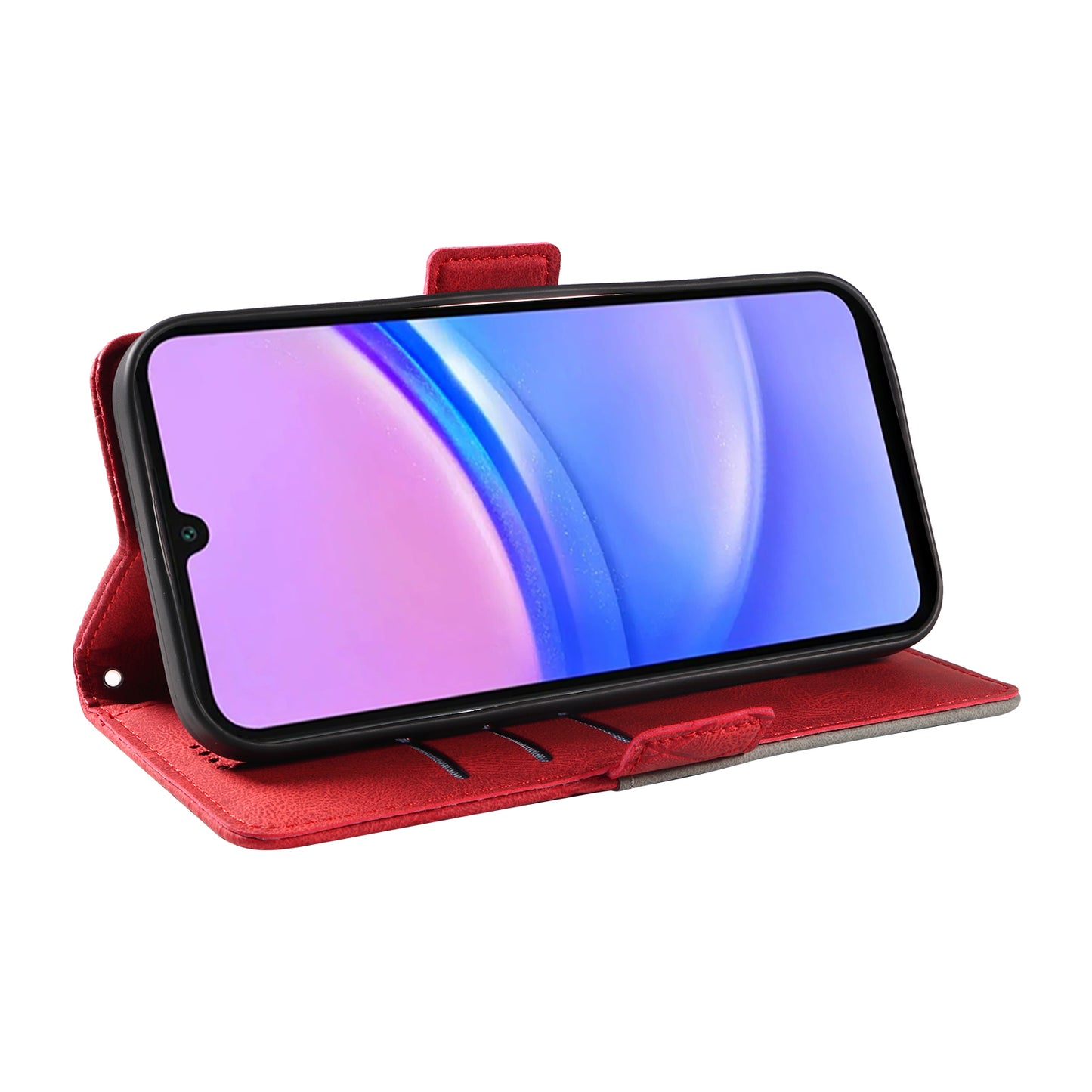 For Samsung Galaxy A16 5G / A16 4G Case Rhombus PU Leather Flip Phone Cover - Red