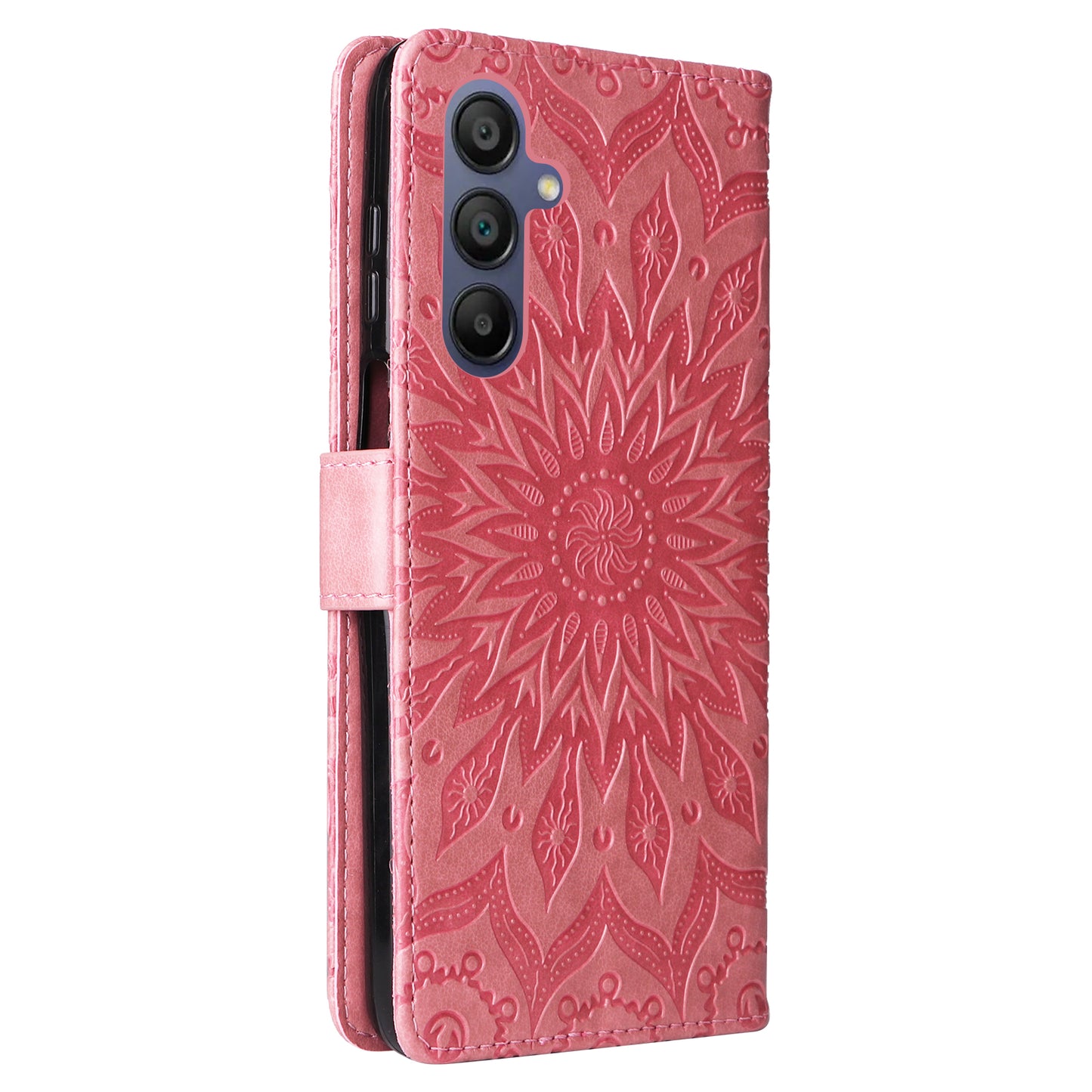 KT Imprinting Flower Series-1 For Samsung Galaxy A16 5G / A16 4G Case Sunflower Leather Wallet Folio Phone Cover - Rose