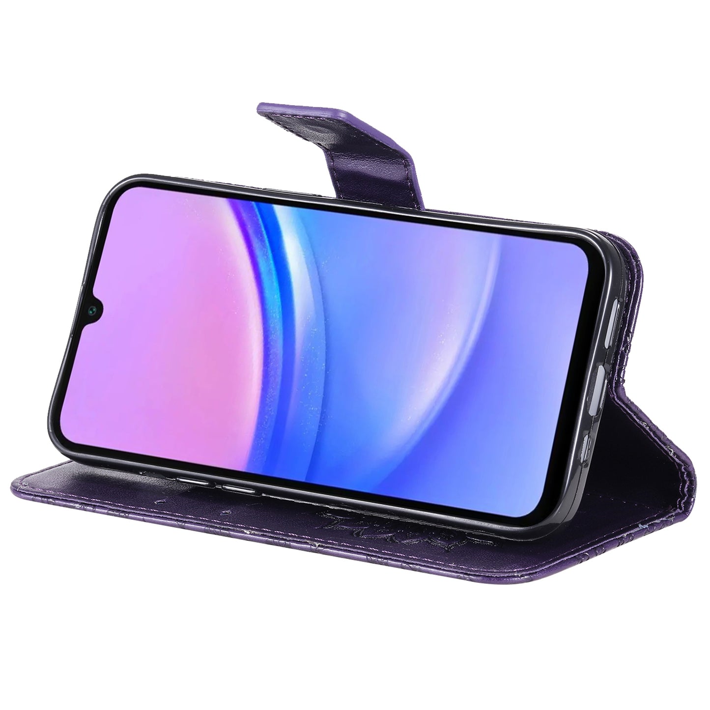 KT Imprinting Flower Series-1 For Samsung Galaxy A16 5G / A16 4G Case Sunflower Leather Wallet Folio Phone Cover - Purple