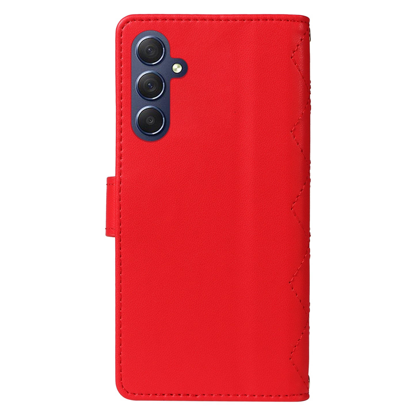 For Samsung Galaxy A16 5G / A16 4G Case Wallet Rhombus Leather Phone Cover with Shoulder Strap, Wrist Strap - Red