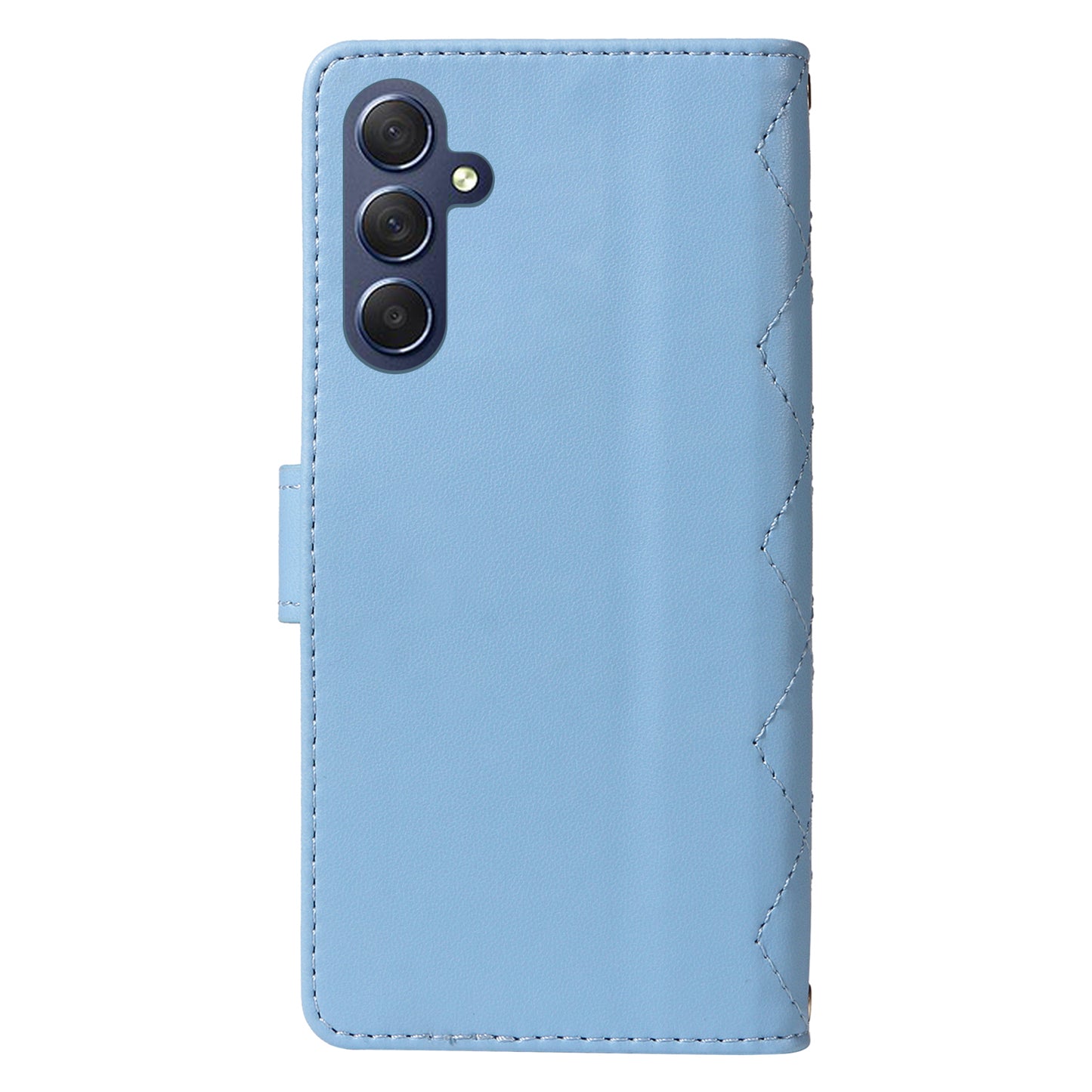 For Samsung Galaxy A16 5G / A16 4G Case Wallet Rhombus Leather Phone Cover with Shoulder Strap, Wrist Strap - Blue