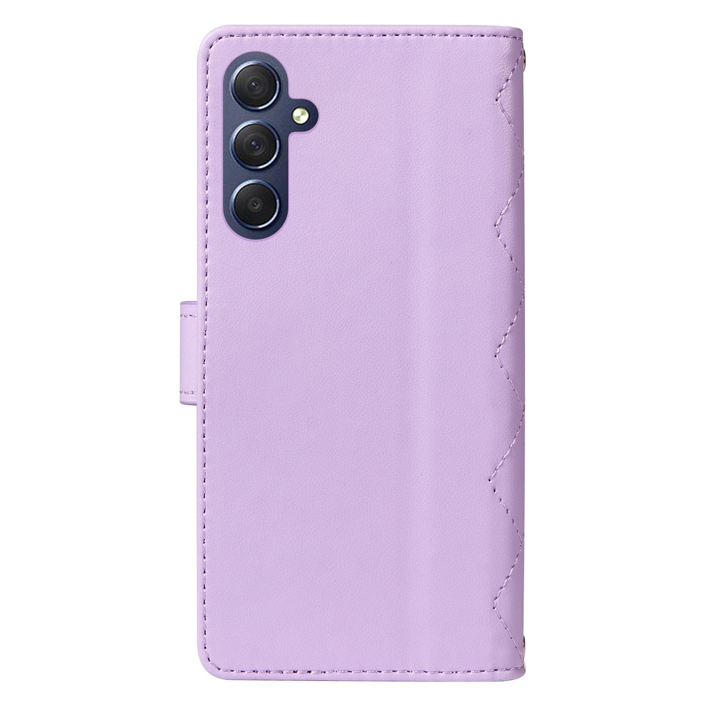 For Samsung Galaxy A16 5G / A16 4G Case Wallet Rhombus Leather Phone Cover with Shoulder Strap, Wrist Strap - Light Purple