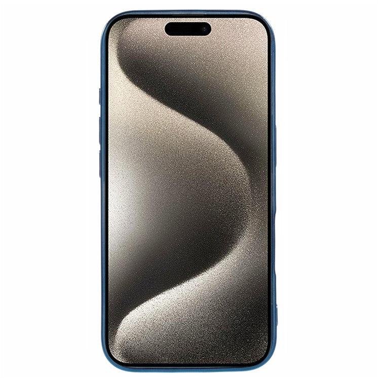 For iPhone 16 Case Swan Design Quicksand TPU Phone Cover with Glass Lens Film - Blue