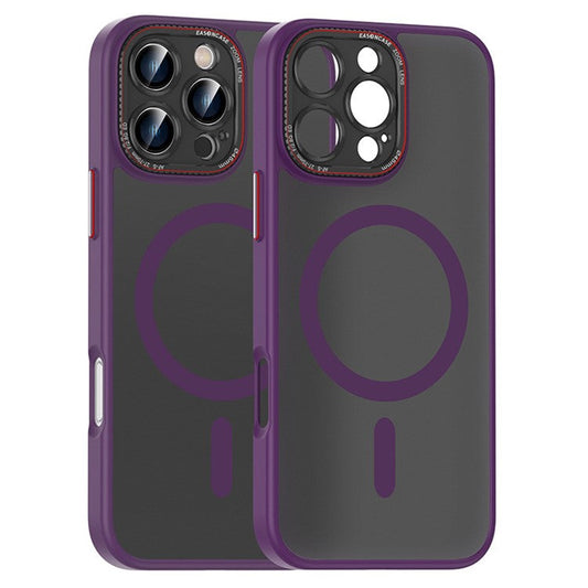 For iPhone 16 Pro Case PC + TPU Phone Back Cover Compatible with MagSafe - Purple