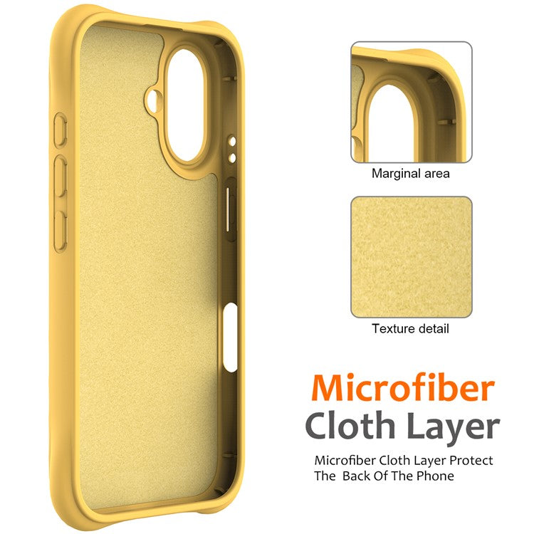 For iPhone 16 Plus Case Compatible with MagSafe Ripple Texture Liquid Silicone Protective Cover with Strap - Yellow
