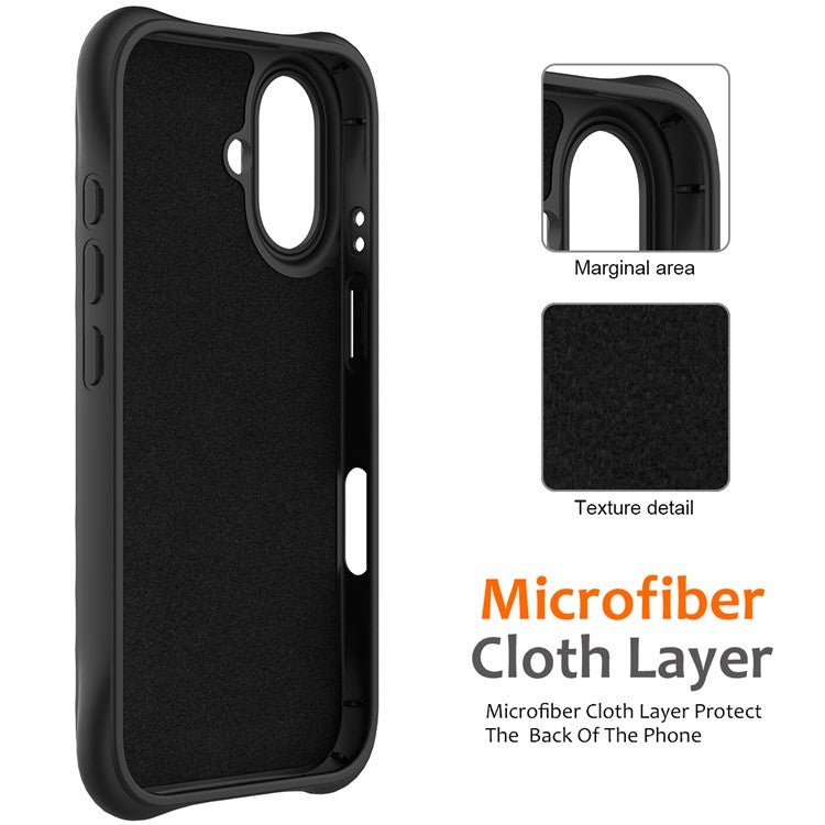 For iPhone 16 Case Compatible with MagSafe Ripple Texture Liquid Silicone Protective Cover with Strap - Black