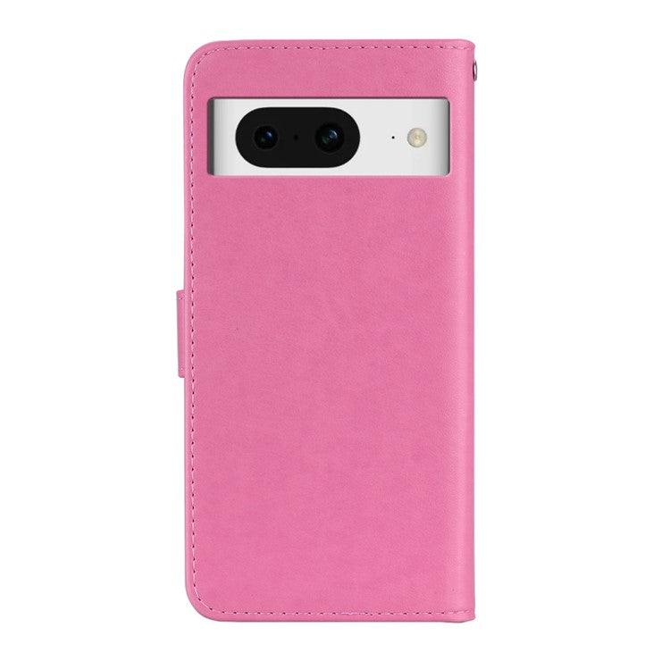 For Google Pixel 9 Pro  /  Pixel 9 Wallet Case Owl Flower Imprinted Rhinestone Leather Cover - Rose