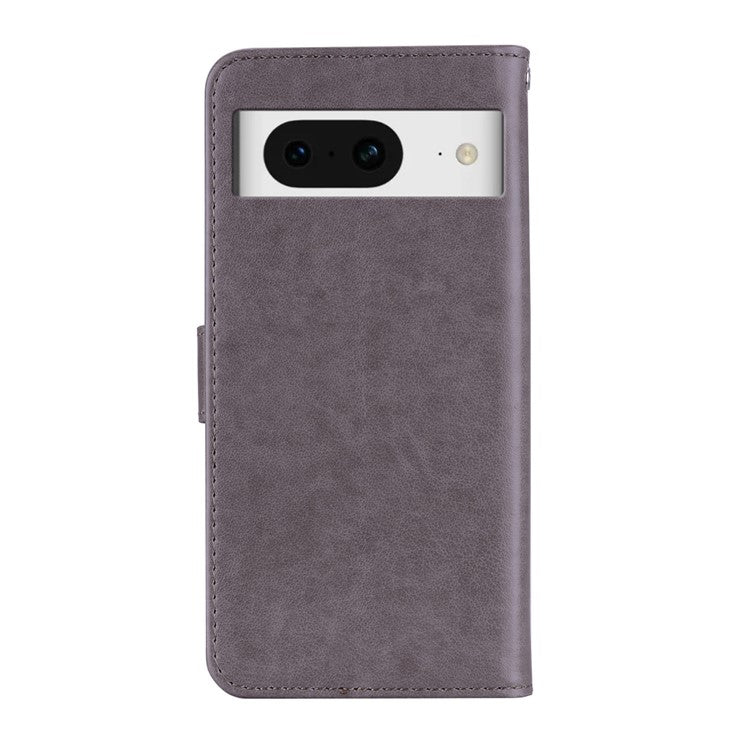 For Google Pixel 9 Pro  /  Pixel 9 Wallet Case Owl Flower Imprinted Rhinestone Leather Cover - Grey