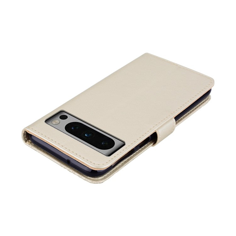 For Google Pixel 9 Pro XL Case Owl Flower Imprinted Leather Cover Wallet with Strap - Gold