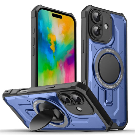 For iPhone 16 Plus Case Compatible with MagSafe Kickstand TPU+PC Phone Cover - Blue