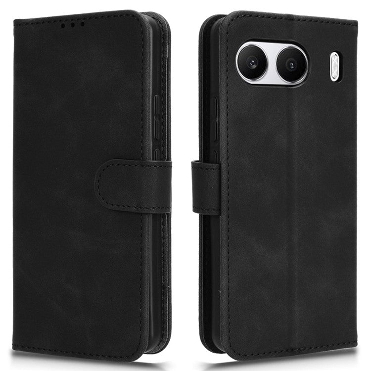 For OnePlus Nord 4 Leather Case Skin-Feel Anti-Drop Wallet Flip Phone Cover - Black
