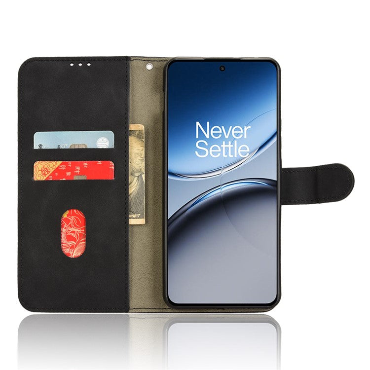For OnePlus Nord 4 Leather Case Skin-Feel Anti-Drop Wallet Flip Phone Cover - Black