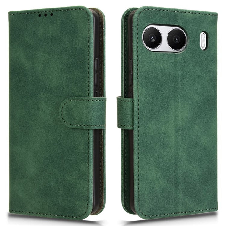 For OnePlus Nord 4 Leather Case Skin-Feel Anti-Drop Wallet Flip Phone Cover - Green