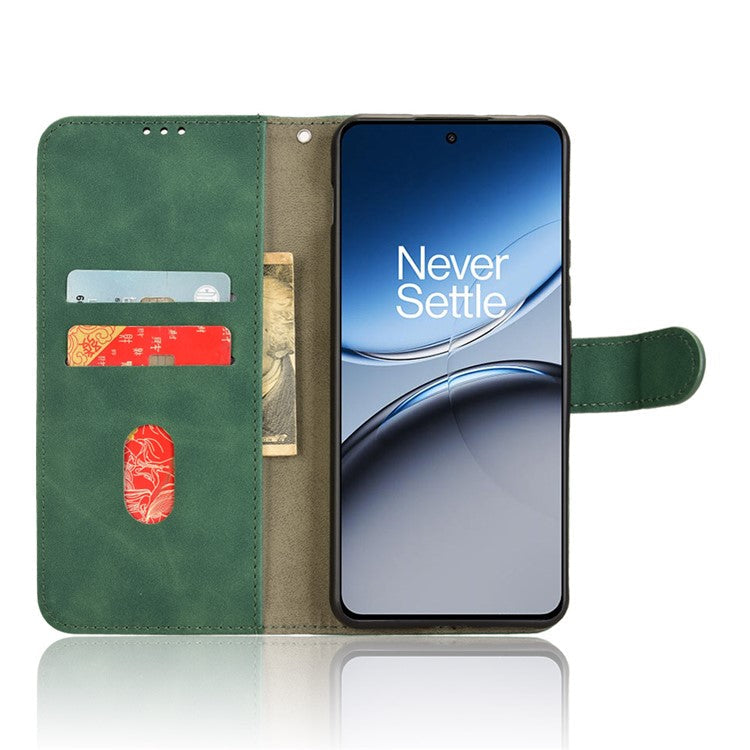 For OnePlus Nord 4 Leather Case Skin-Feel Anti-Drop Wallet Flip Phone Cover - Green