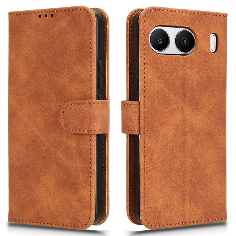 For OnePlus Nord 4 Leather Case Skin-Feel Anti-Drop Wallet Flip Phone Cover - Brown