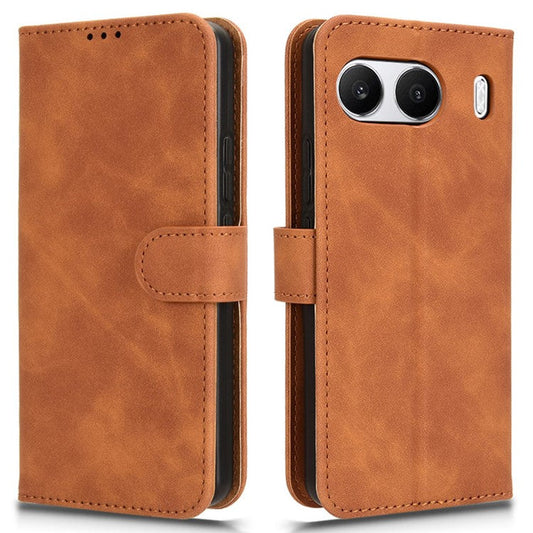 For OnePlus Nord 4 Leather Case Skin-Feel Anti-Drop Wallet Flip Phone Cover - Brown