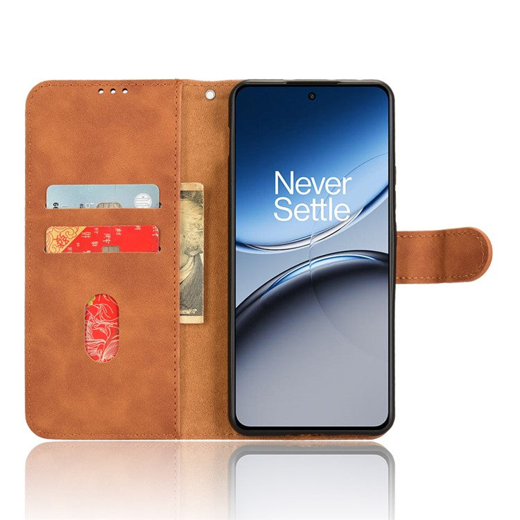 For OnePlus Nord 4 Leather Case Skin-Feel Anti-Drop Wallet Flip Phone Cover - Brown