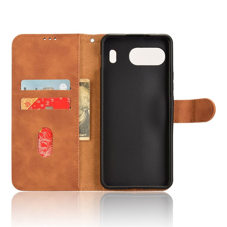 For OnePlus Nord 4 Leather Case Skin-Feel Anti-Drop Wallet Flip Phone Cover - Brown
