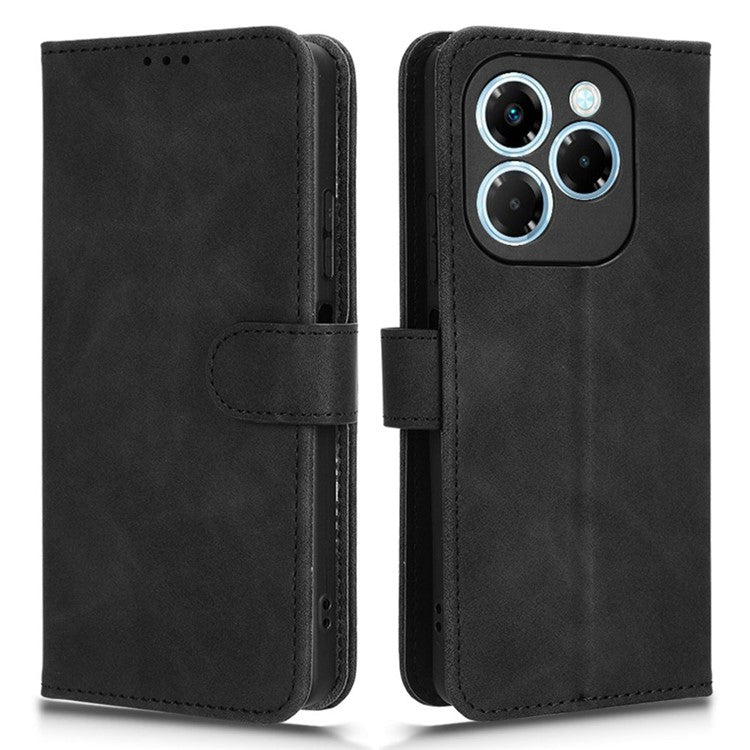 For Infinix Note 40X 5G Leather Case Skin-Feel Anti-Drop Wallet Flip Phone Cover - Black
