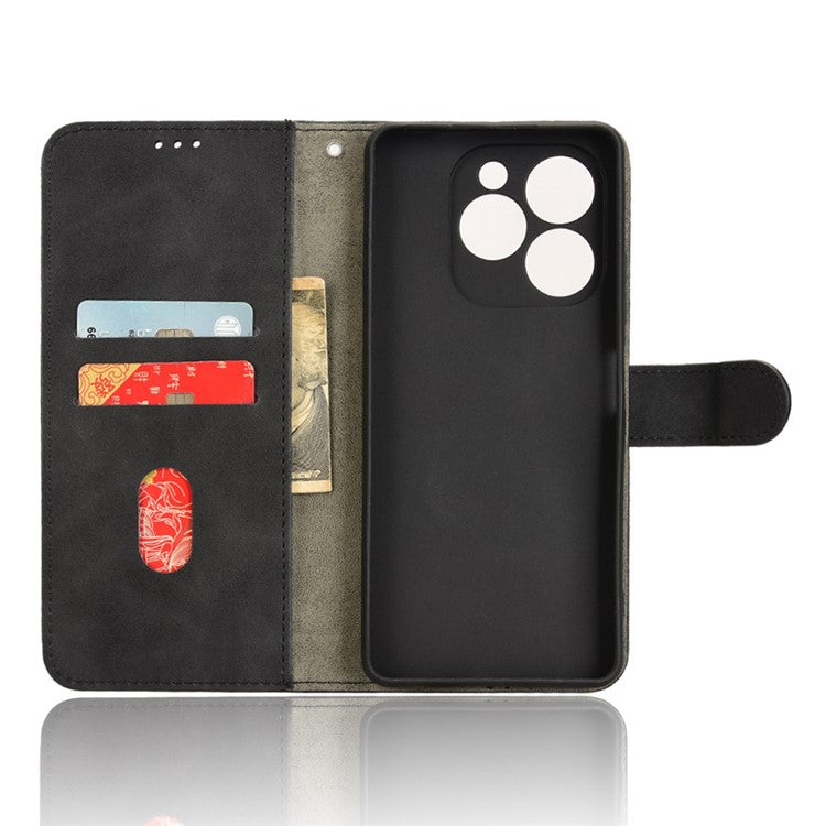 For Infinix Note 40X 5G Leather Case Skin-Feel Anti-Drop Wallet Flip Phone Cover - Black